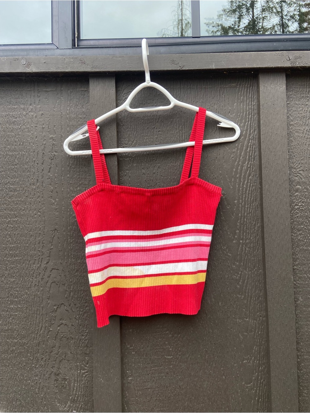 Red Striped Knit Tank Top - Women
